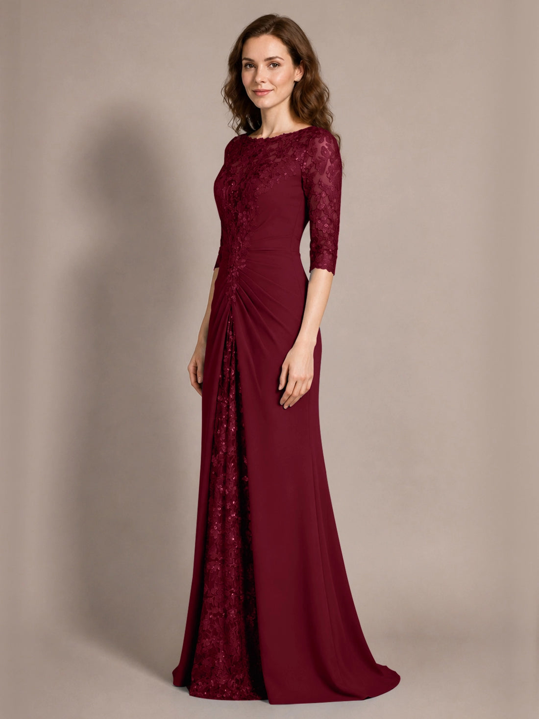 Lace Mother of the Bride Dress with Applique 