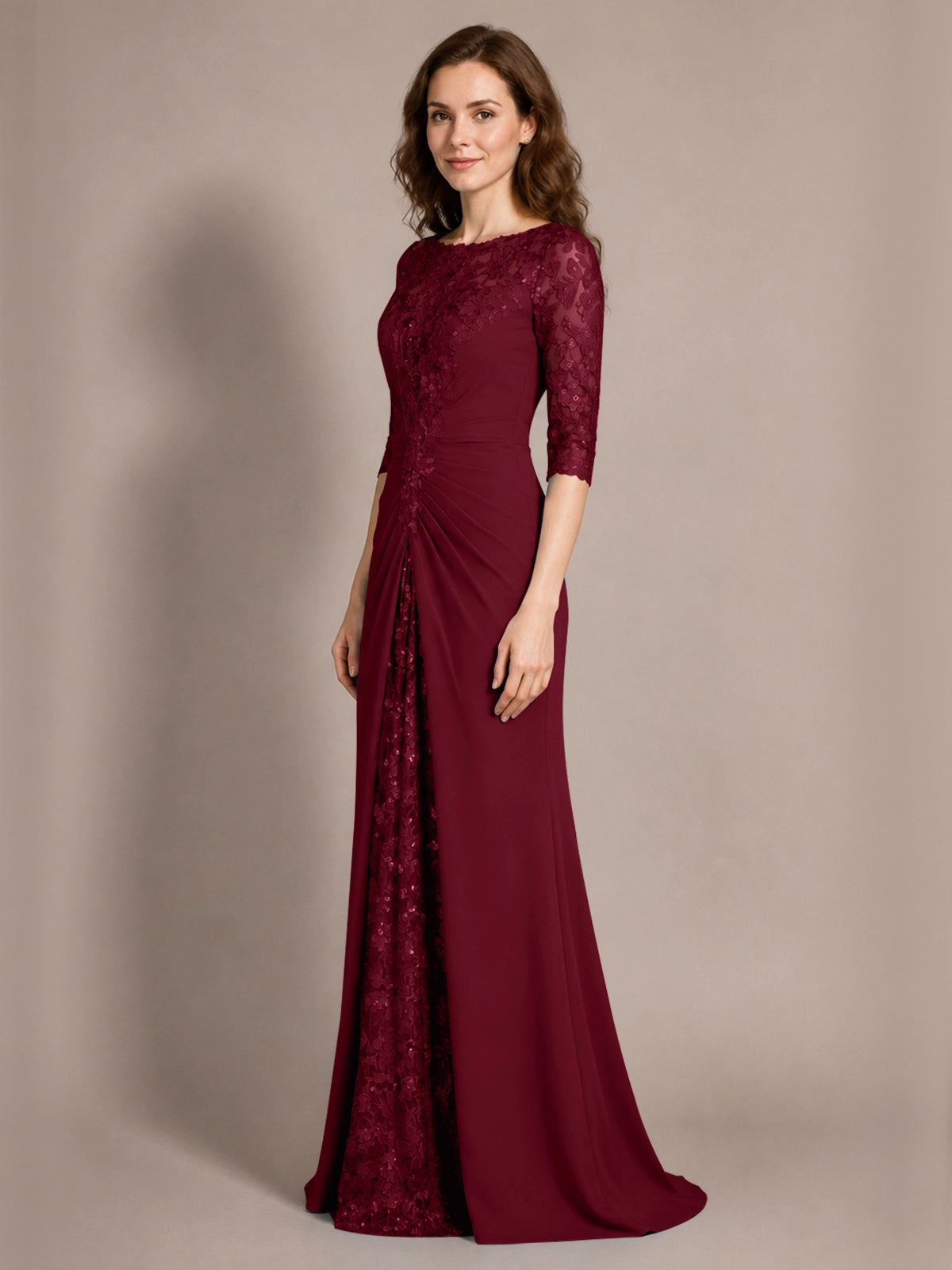 Lace Mother of the Bride Dress with Applique 