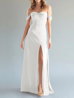 Off-the-Shoulder Slit Bridesmaid Dress 