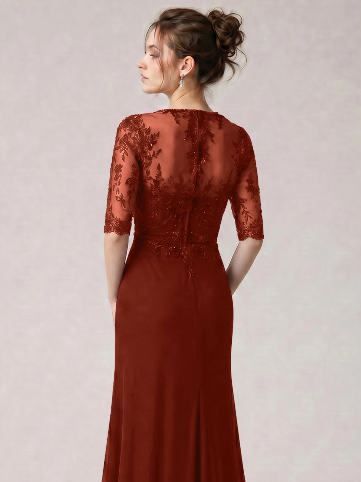 Lace Mother of the Bride Dress with Half Sleeves