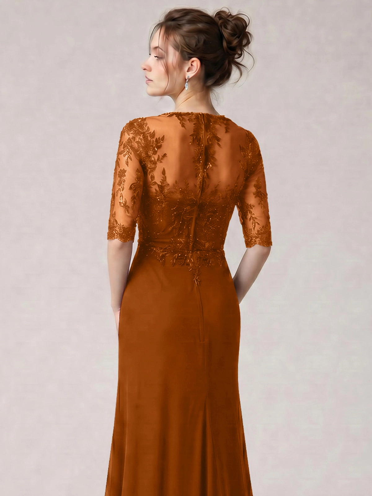 Lace Mother of the Bride Dress with Half Sleeves