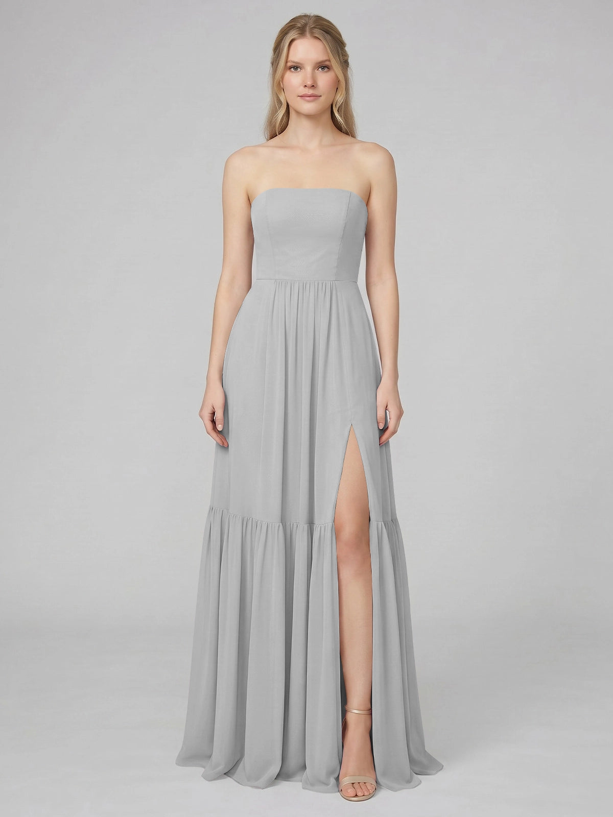 Strapless Bridesmaid Dress with Slit 