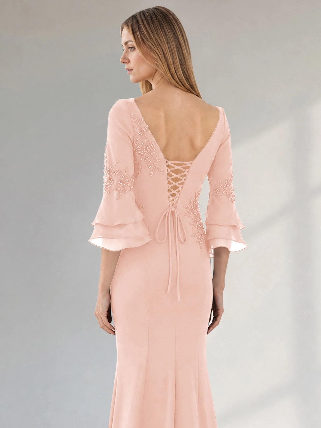 Chiffon Mother of the Bride Dress with 3/4 Sleeves