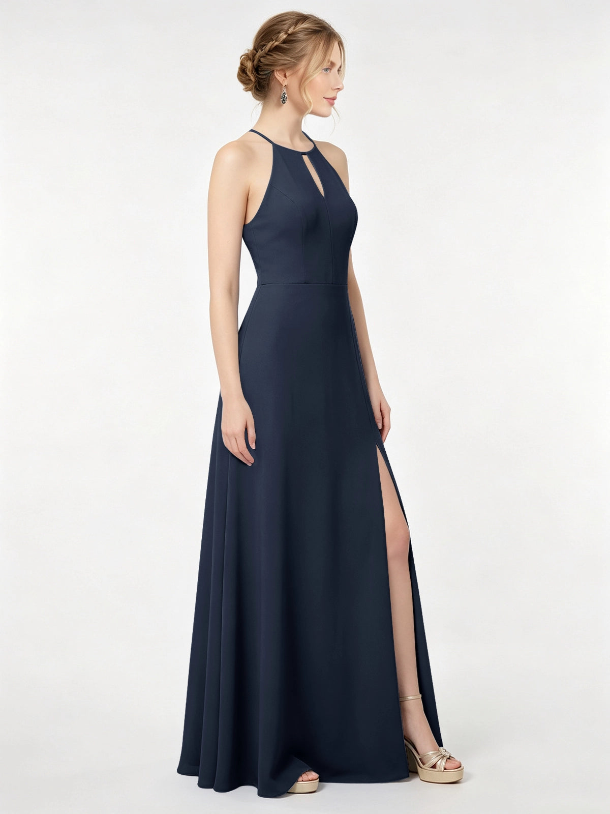Chiffon Bridesmaid Dress with Halter 