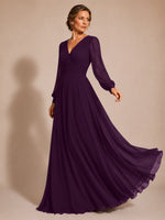 Chiffon Mother of the Bride Dress with Long Sleeves 