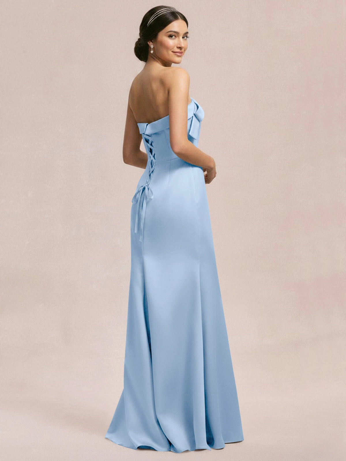 Satin Bow Accent Bridesmaid Dress 