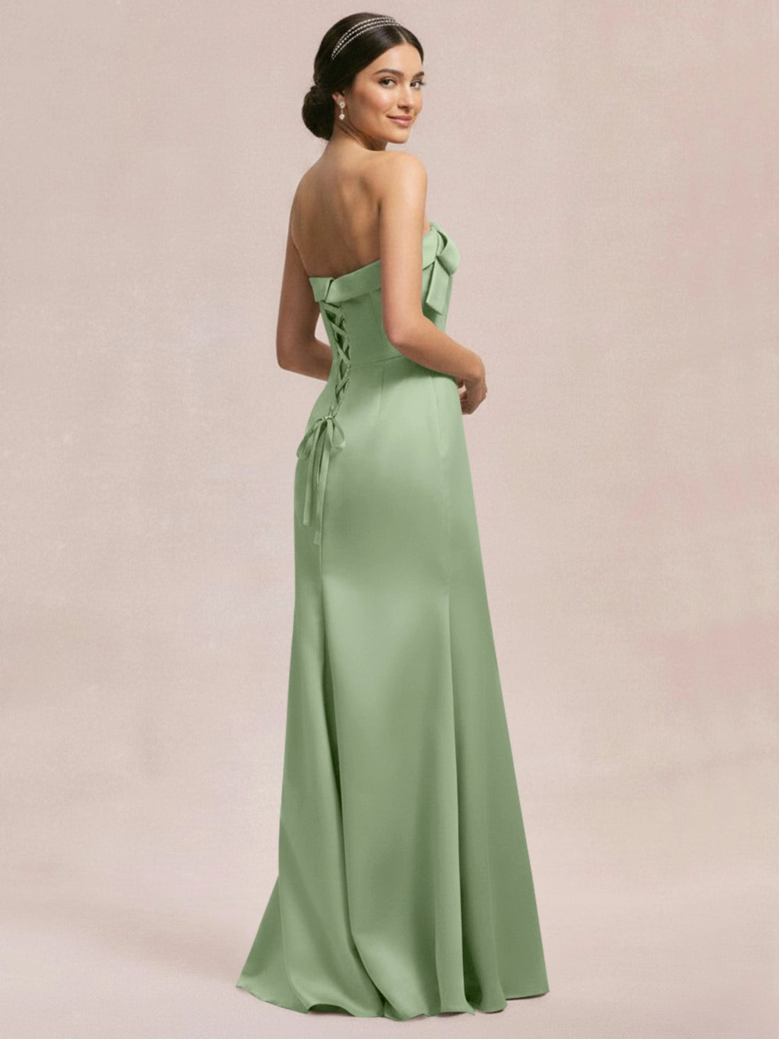 Satin Bow Accent Bridesmaid Dress 