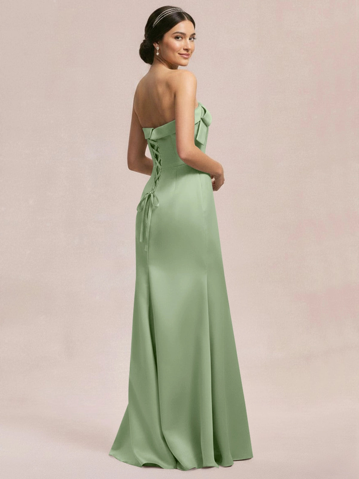 Satin Bow Accent Bridesmaid Dress 