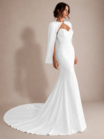 Stretch Satin Wedding Dress with Cape