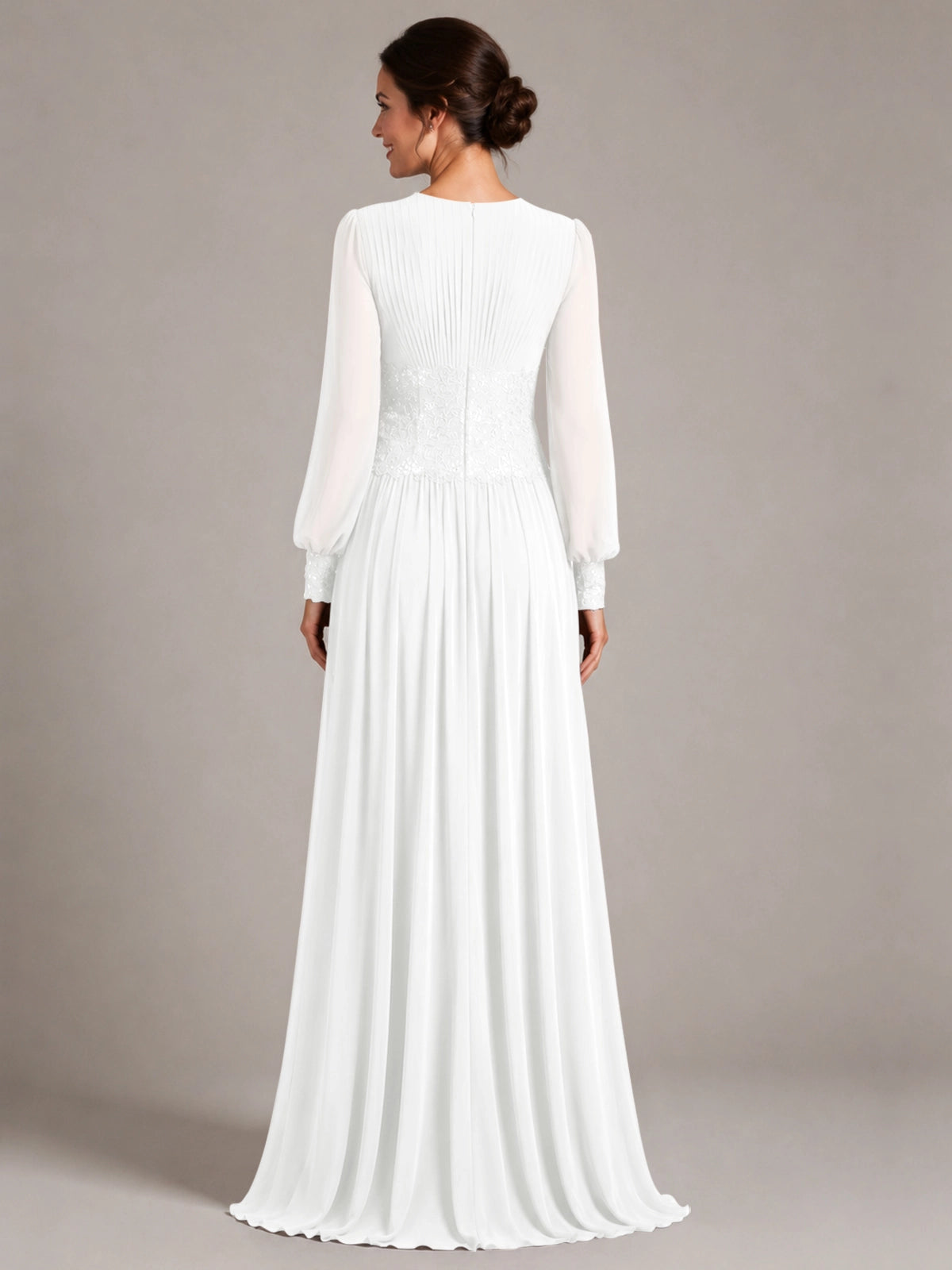Chiffon Mother of the Bride Dress with Jewel Neckline 