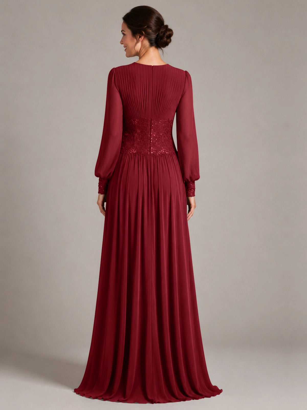 Chiffon Mother of the Bride Dress with Jewel Neckline 