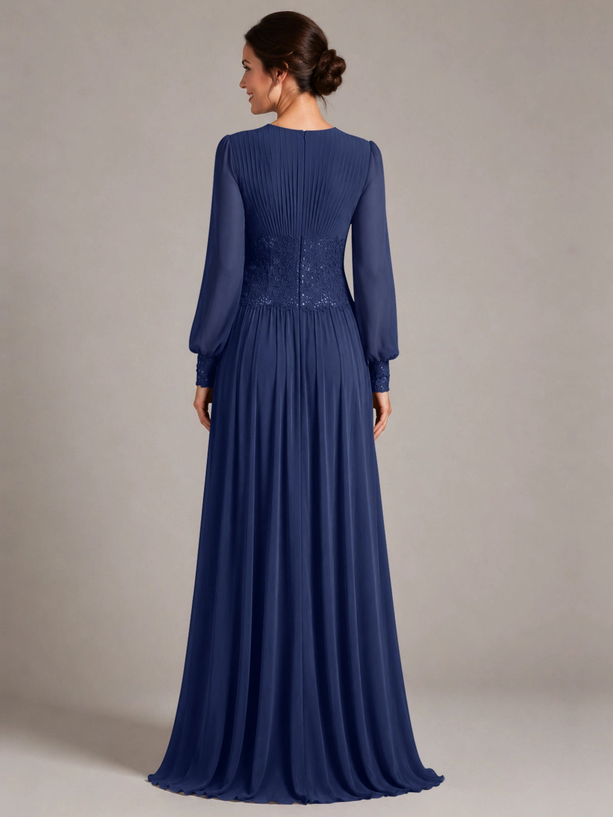 Chiffon Mother of the Bride Dress with Jewel Neckline 
