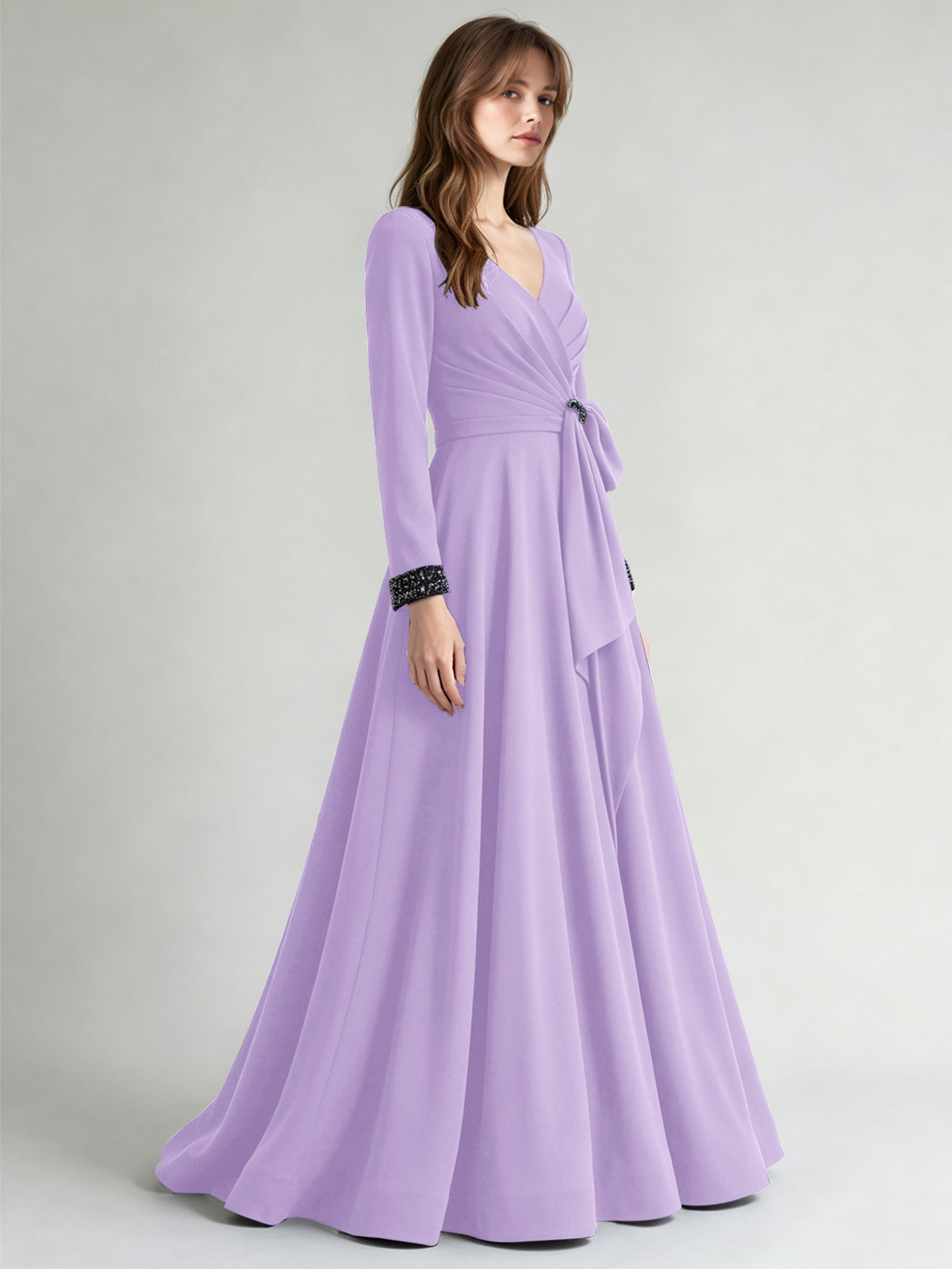 Stretch Satin Mother of the Bride Dress with Crystal