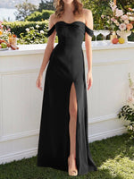 Off-the-Shoulder Slit Bridesmaid Dress 