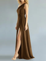 One-Shoulder Bridesmaid Dress with Slit