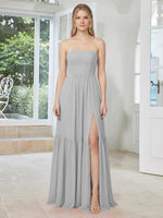 Strapless Bridesmaid Dress with Slit 