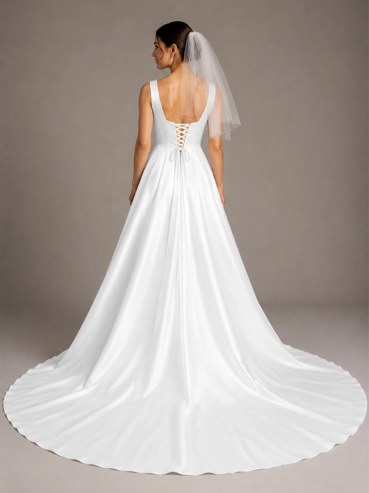 A-line Wedding Dress with Square Neck 