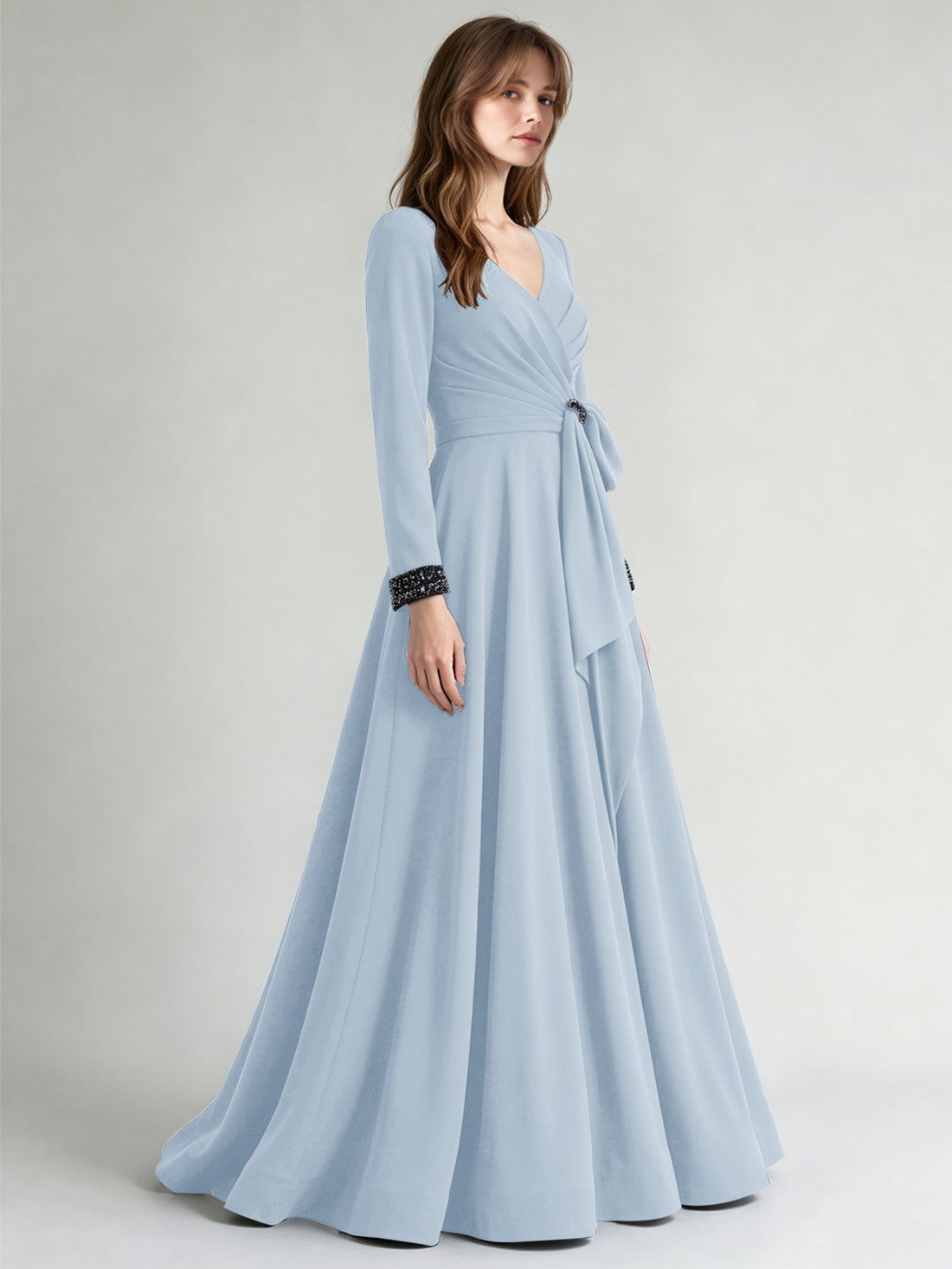 Stretch Satin Mother of the Bride Dress with Crystal