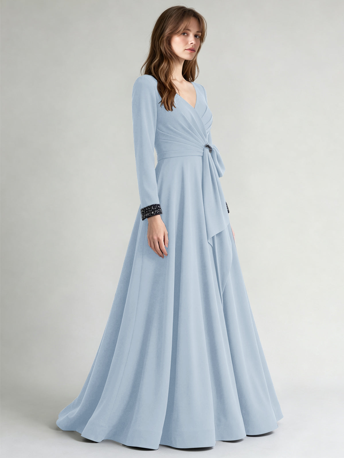 Stretch Satin Mother of the Bride Dress with Crystal