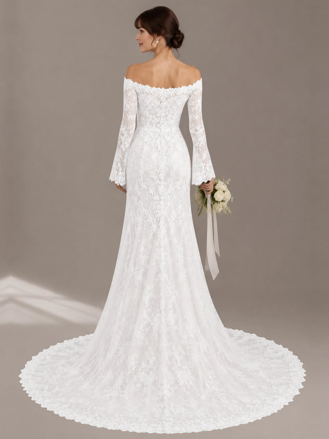 Lace Wedding Dress with Off-the-Shoulder 