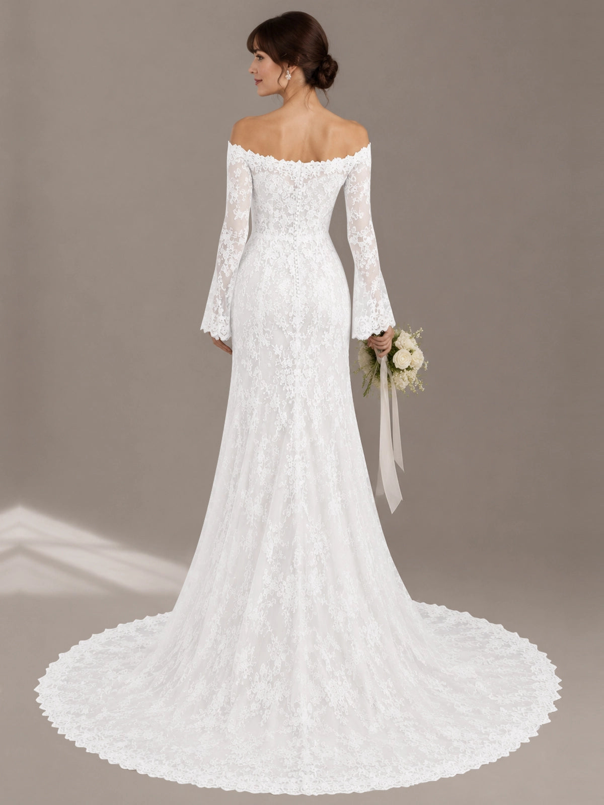 Lace Wedding Dress with Off-the-Shoulder 