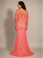 Mermaid Mother of the Bride Dress with V-neck 