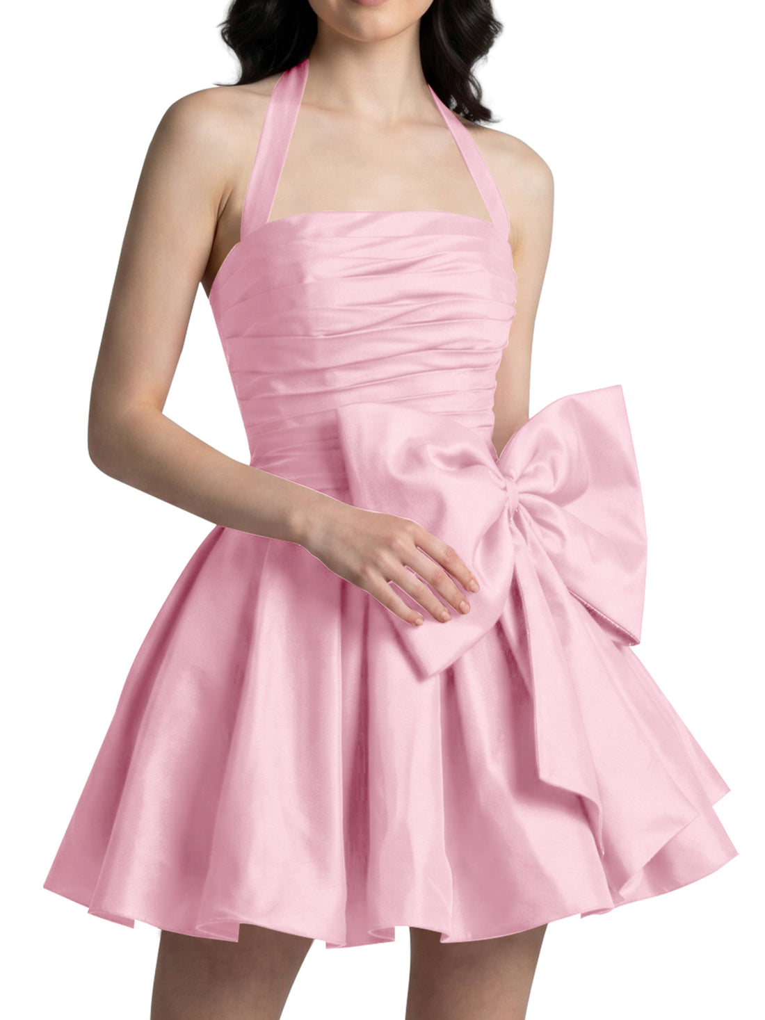 Halter Oversized Bow Mini Dress 