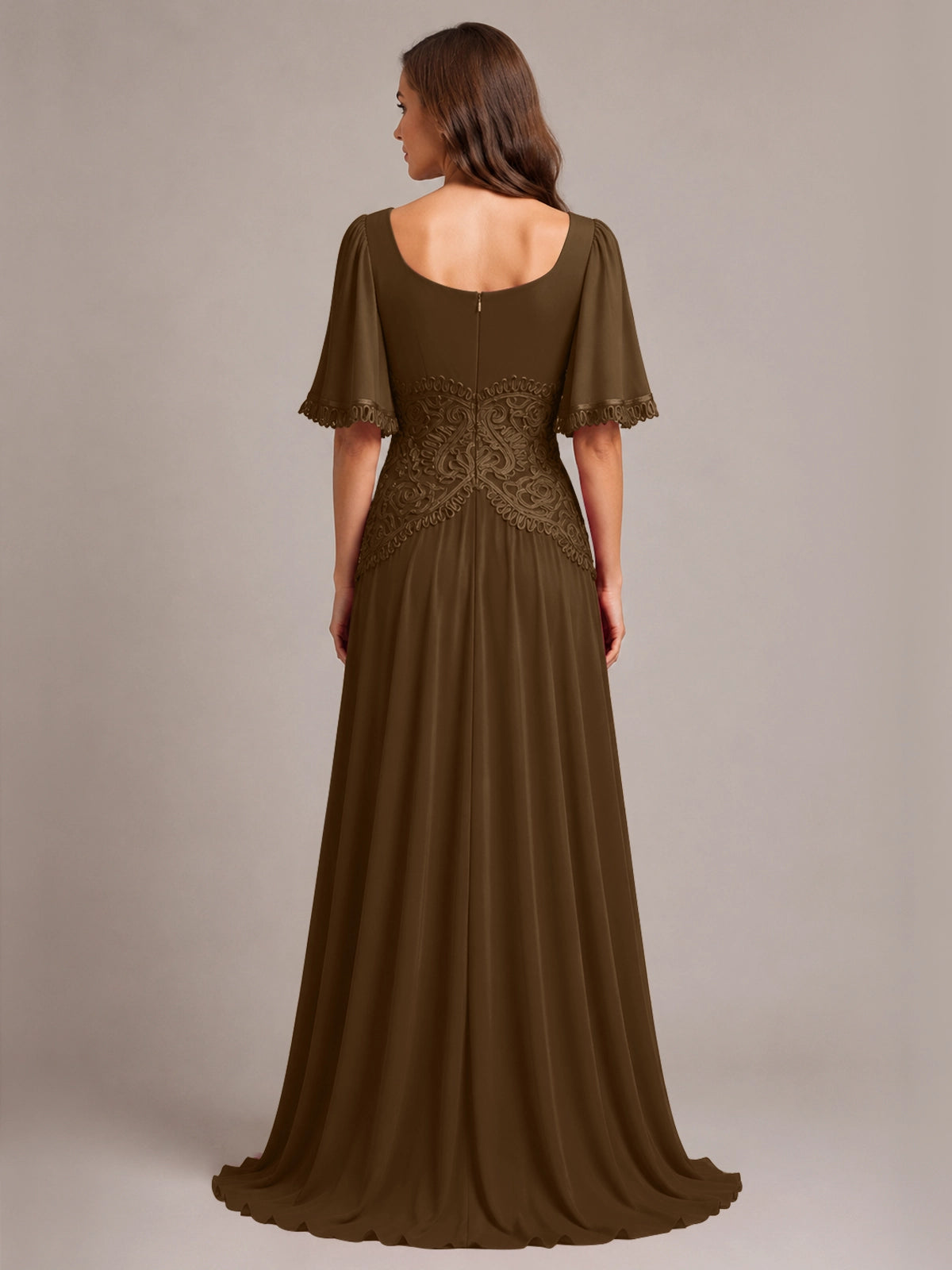 Cowl Neck Mother of the Bride Dress with Applique 