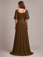 Cowl Neck Mother of the Bride Dress with Applique 