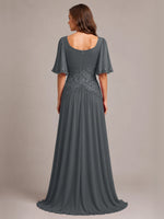 Cowl Neck Mother of the Bride Dress with Applique 