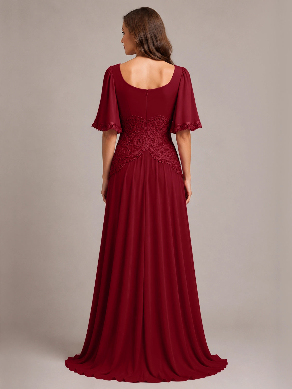 Cowl Neck Mother of the Bride Dress with Applique 