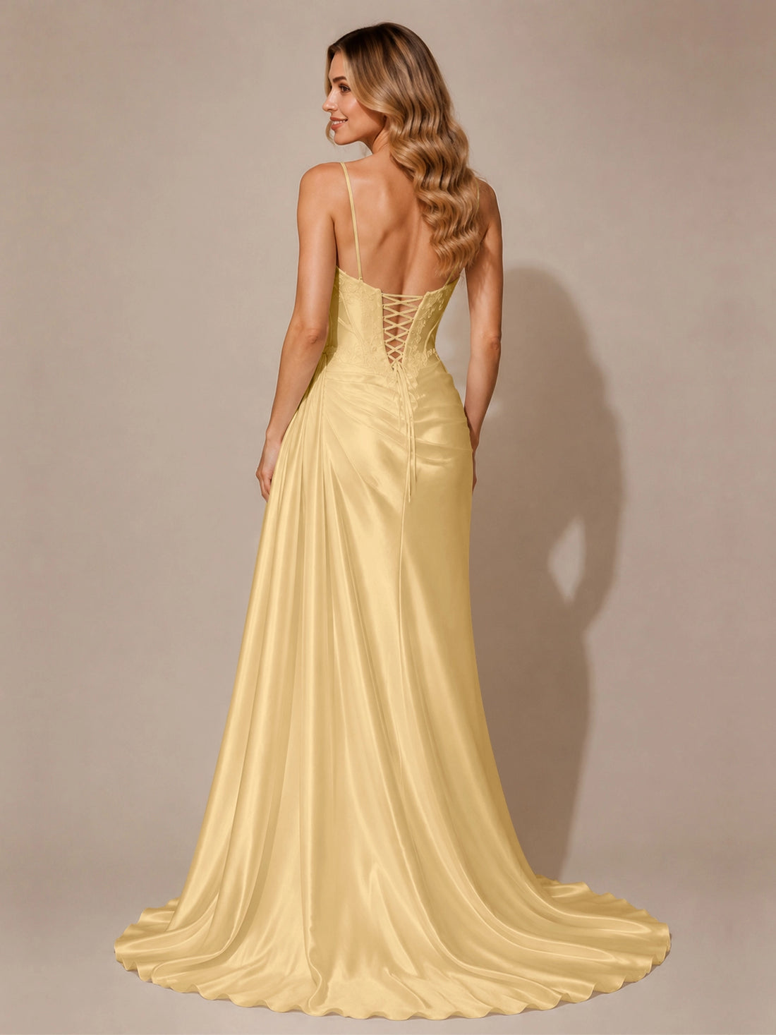 Silk-like Prom Dress with Appliques