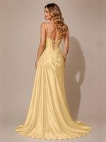 Silk-like Prom Dress with Appliques