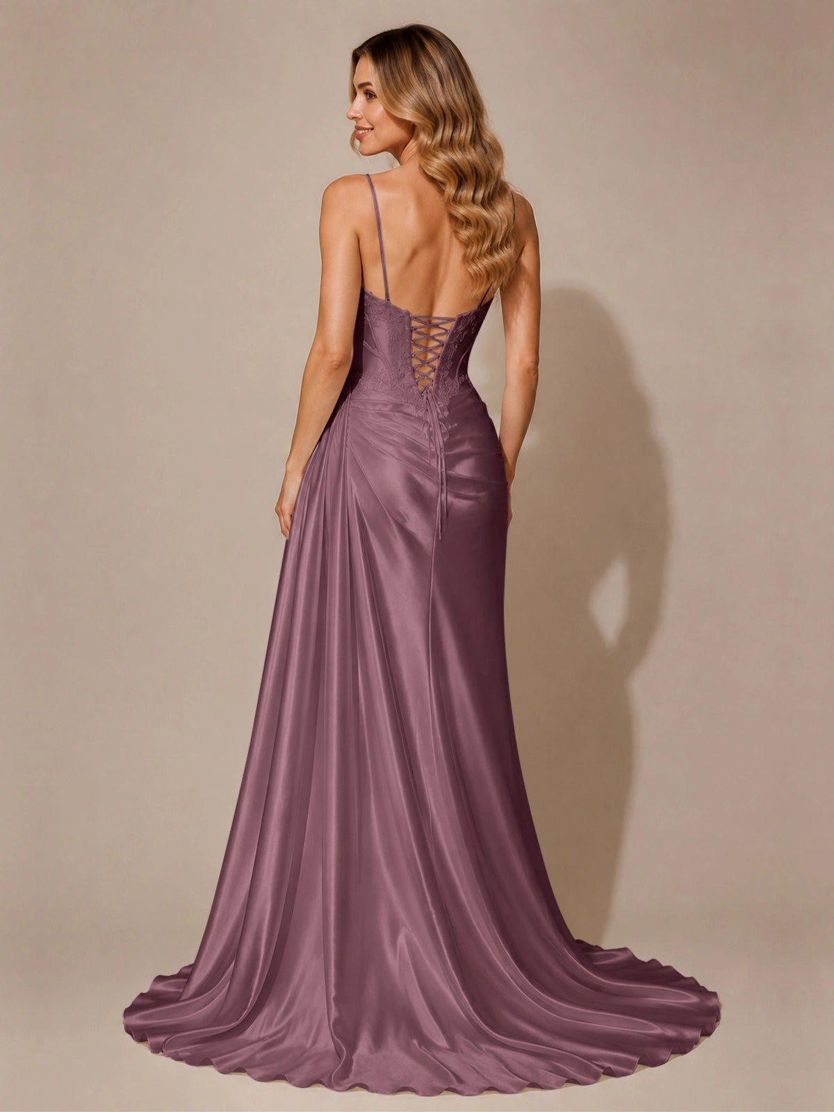 Silk-like Prom Dress with Appliques