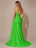 Silk-like Prom Dress with Appliques