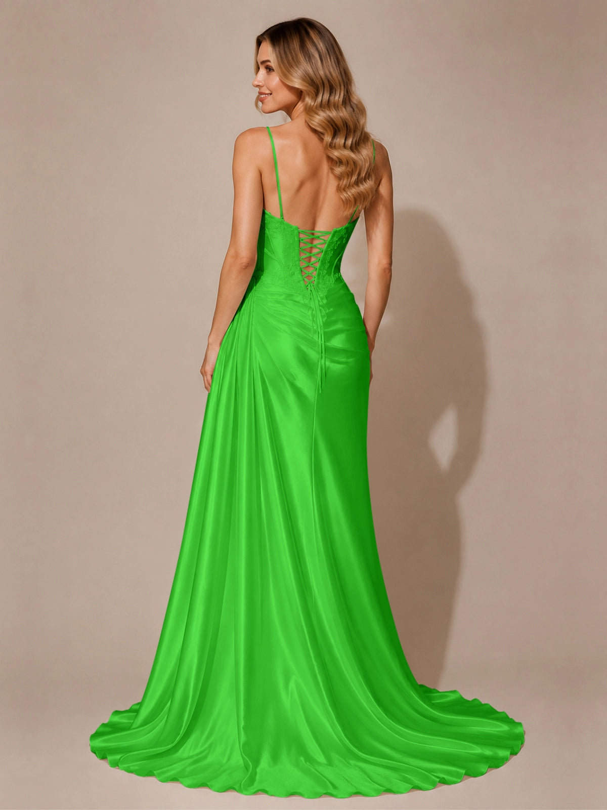 Silk-like Prom Dress with Appliques
