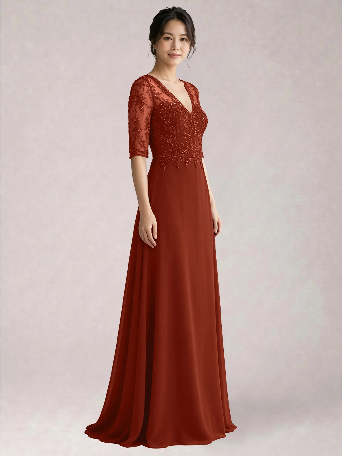 Lace Mother of the Bride Dress with Half Sleeves