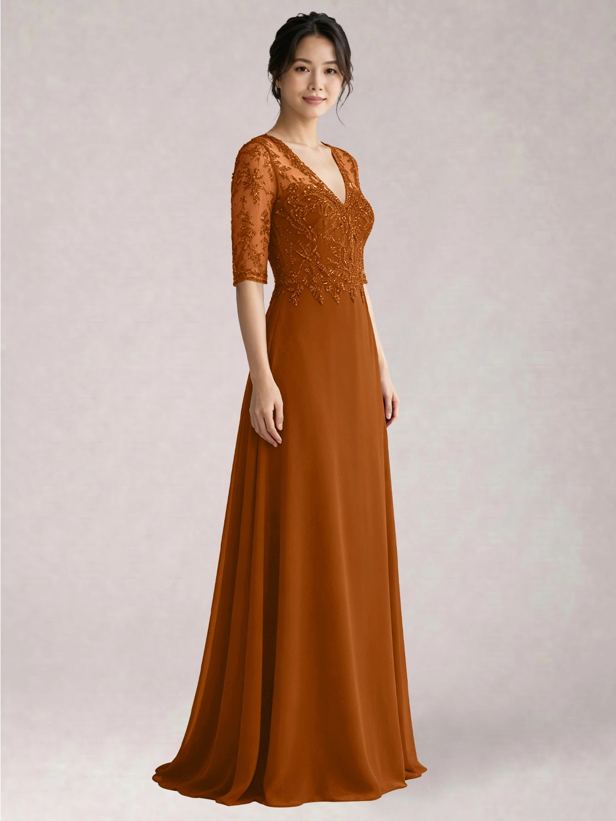 Lace Mother of the Bride Dress with Half Sleeves