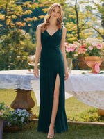 Velvet Bridesmaid Dress with Slit 