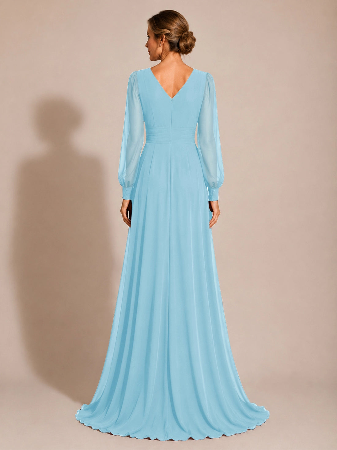 Chiffon Mother of the Bride Dress with Long Sleeves 