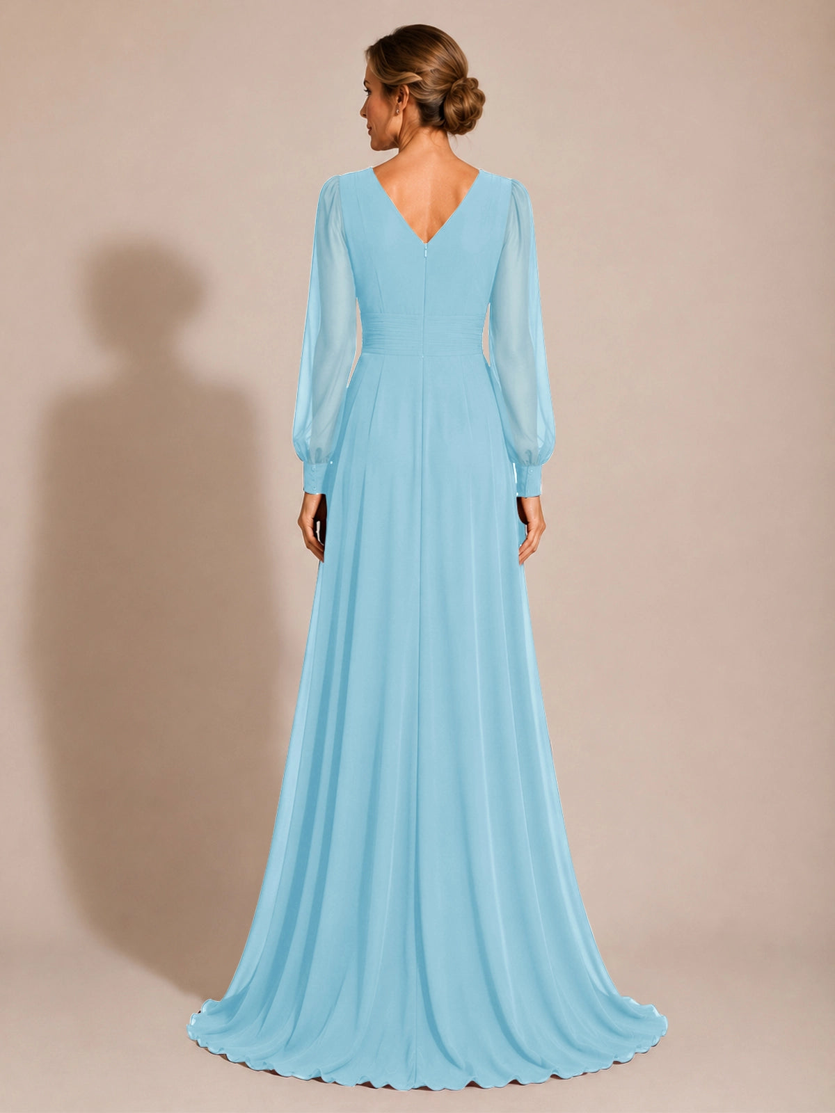 Chiffon Mother of the Bride Dress with Long Sleeves 