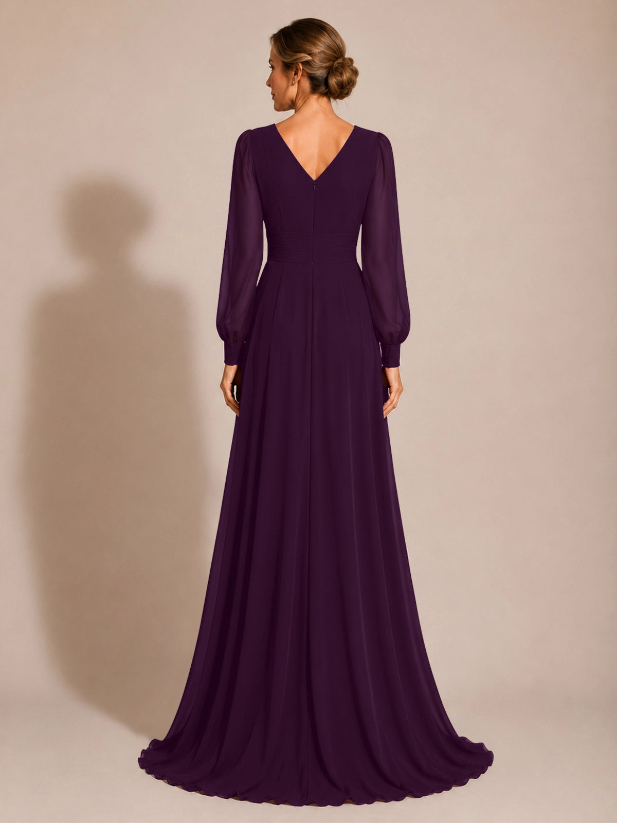 Chiffon Mother of the Bride Dress with Long Sleeves 