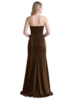 Velvet Prom Dress with Beaded Applique 