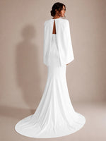 Stretch Satin Wedding Dress with Cape