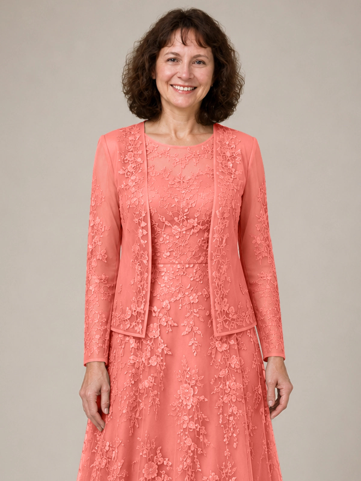 A-line Mother of the Bride Dress with Lace 