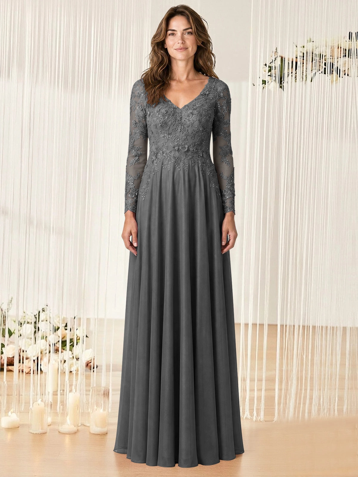 A-line Mother of the Bride Dress with Appliques