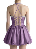 Beading Bubble Hem Mini Dress 