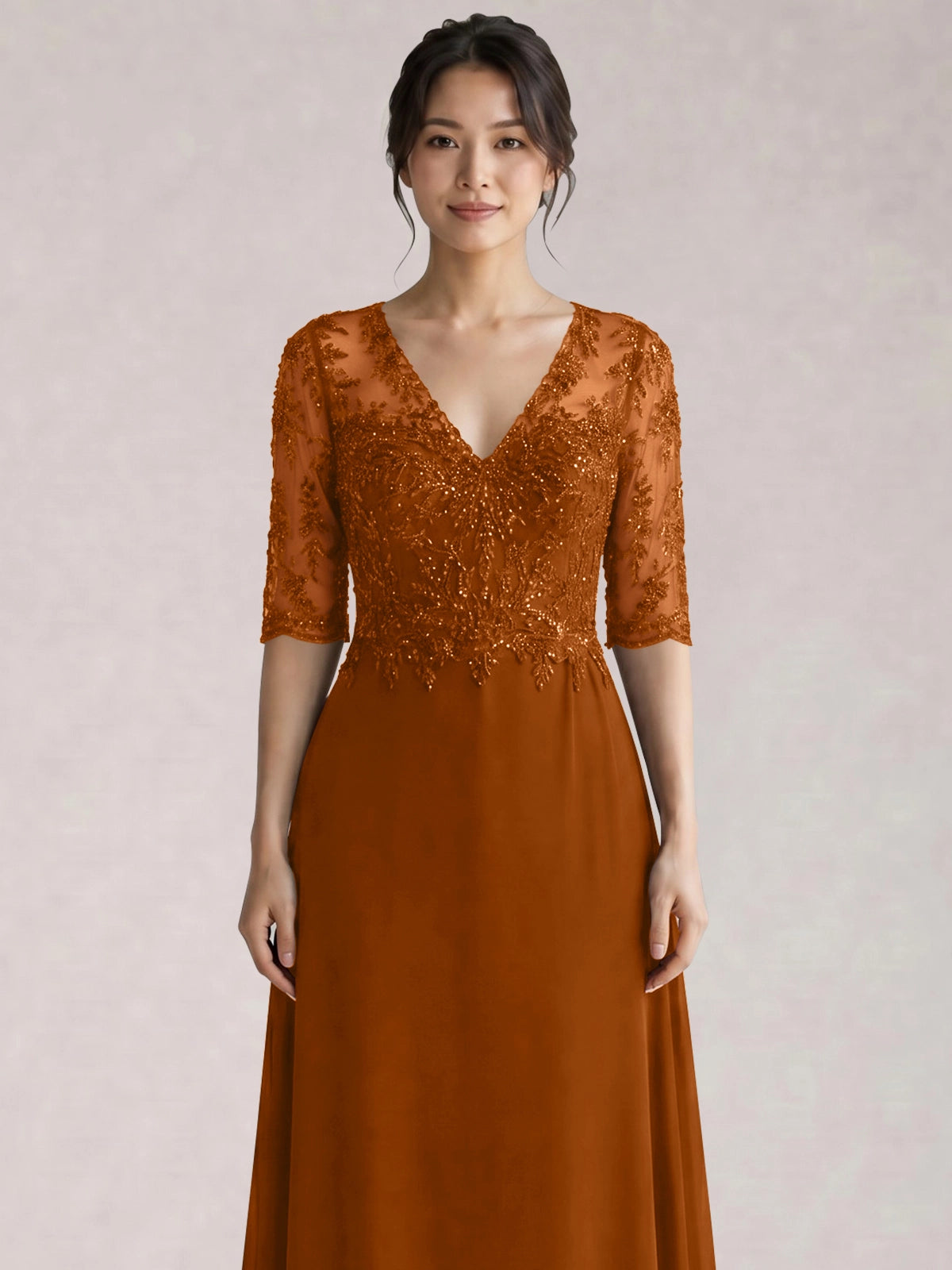 Lace Mother of the Bride Dress with Half Sleeves