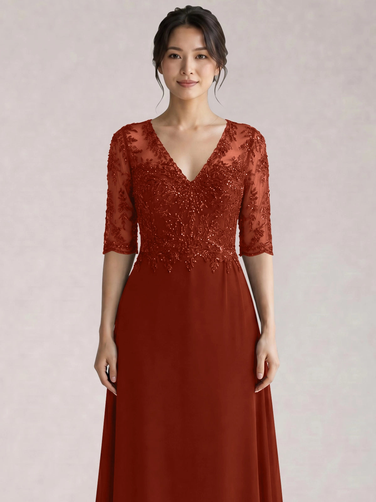 Lace Mother of the Bride Dress with Half Sleeves