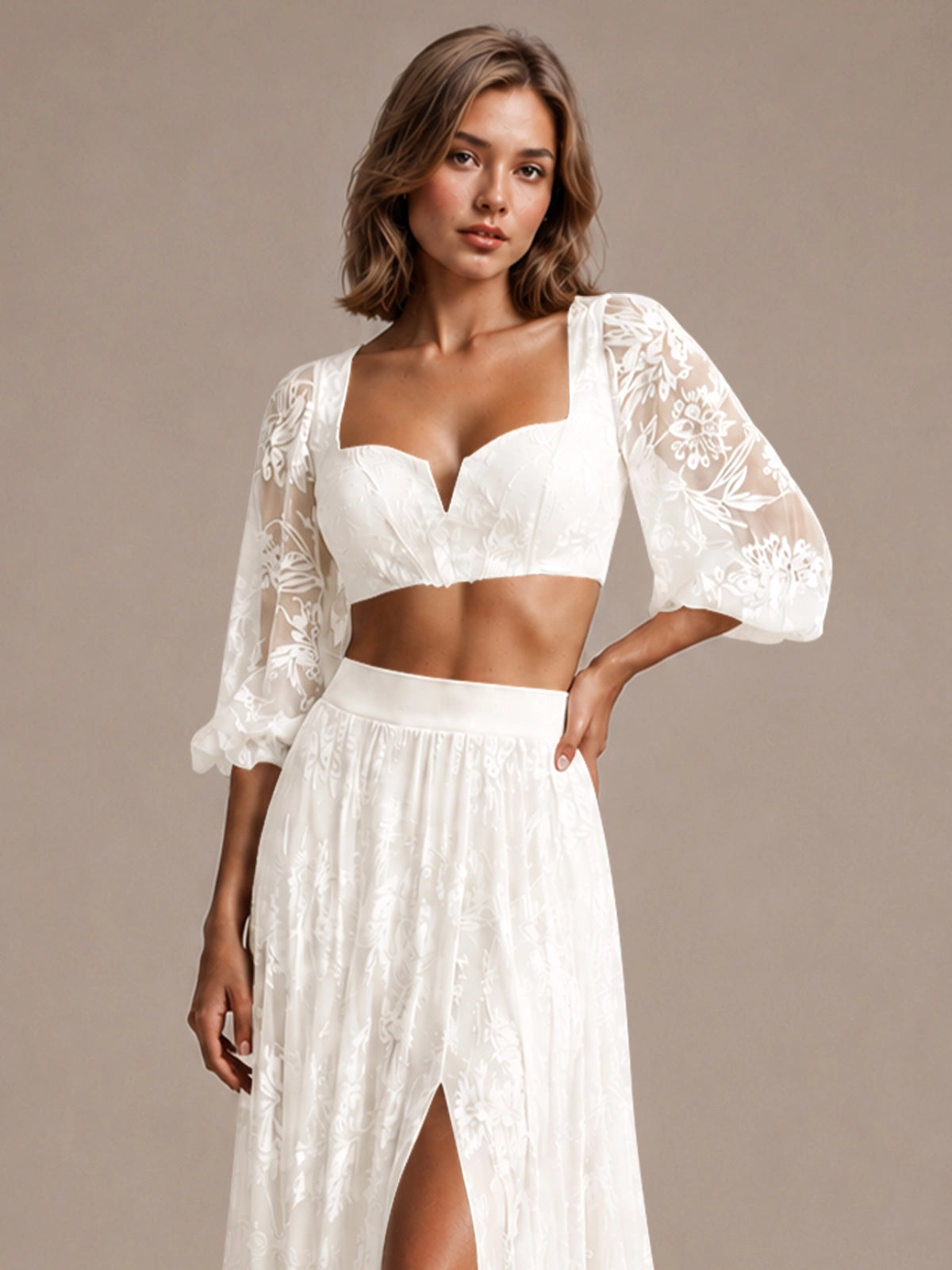 Lace Wedding Dress with Slit 